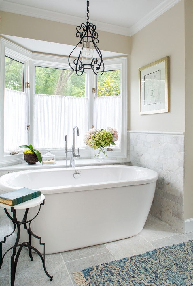 Shelco for a Traditional Bathroom with a Cafe Curtains and Paces Neighborhood   Atlanta, Ga by Beth Kooby Design