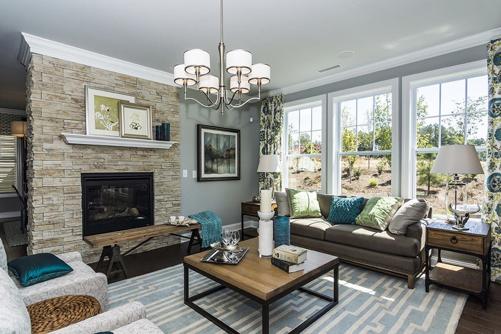 Sherwin Williams Color Visualizer for a Traditional Living Room with a Gray Blue Walls and M/i Homes of Raleigh: Overlook at Amberly   Hawthorne Model by M/i Homes