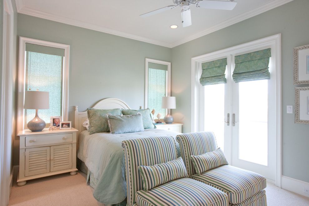 Sherwin Williams Flooring for a Traditional Bedroom with a Pastel Green and Beach Vacation Home by Creative Touch Interiors