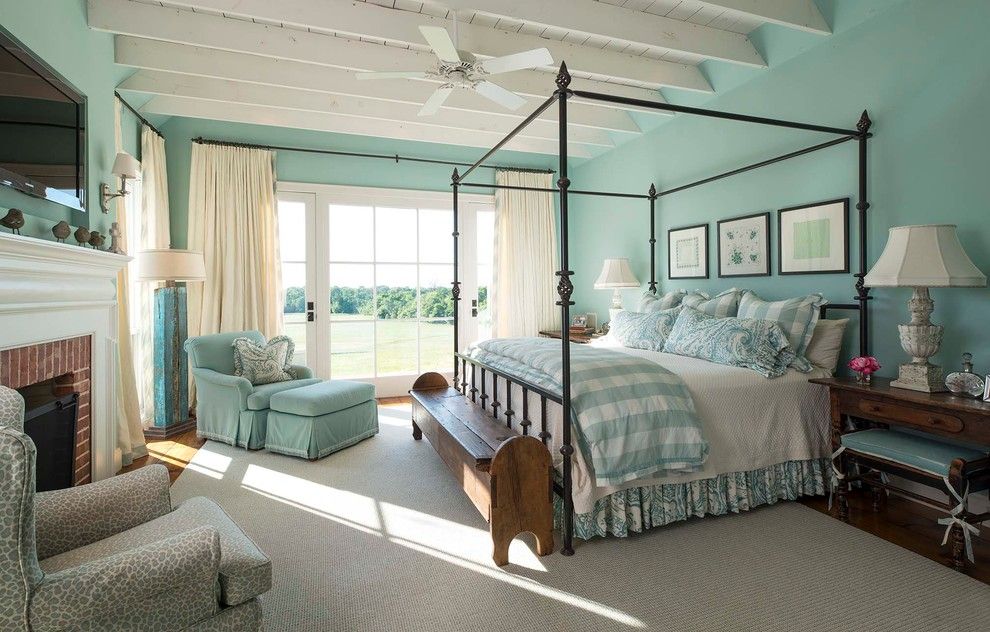 Sherwin Williams Pottery Barn for a Farmhouse Bedroom with a White Curtains and Athens Farmhouse by M. Barnes & Co