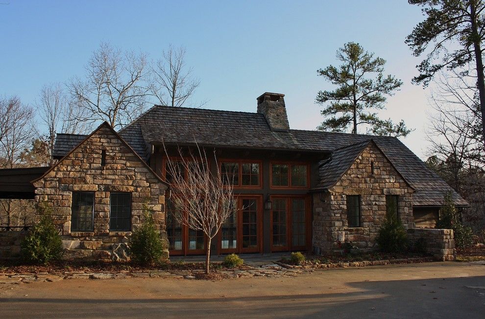 Shingles in Spanish for a Traditional Exterior with a Cultured Stone Wall and Foothills Cottage by Wright Design