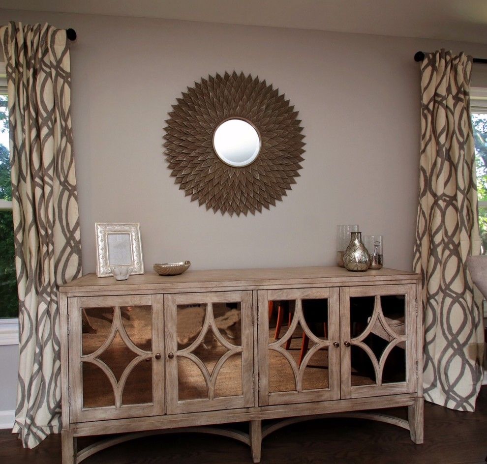 Shoshana for a Transitional Dining Room with a Black Leather Dining Chair and Transitional Great Room, Bergenfield, Nj by Shoshana Halpert Designs