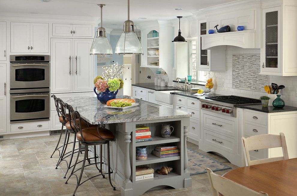 Silver Legacy Buffet for a Beach Style Kitchen with a Open Shelves and Cape Cod Classic Kitchen by Cape & Island Kitchens