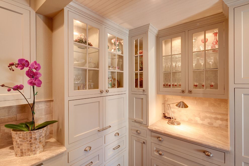 Silver Legacy Buffet for a Transitional Kitchen with a Glass Front Cabinets and Mcg. Residence by Mary Collis Interiors