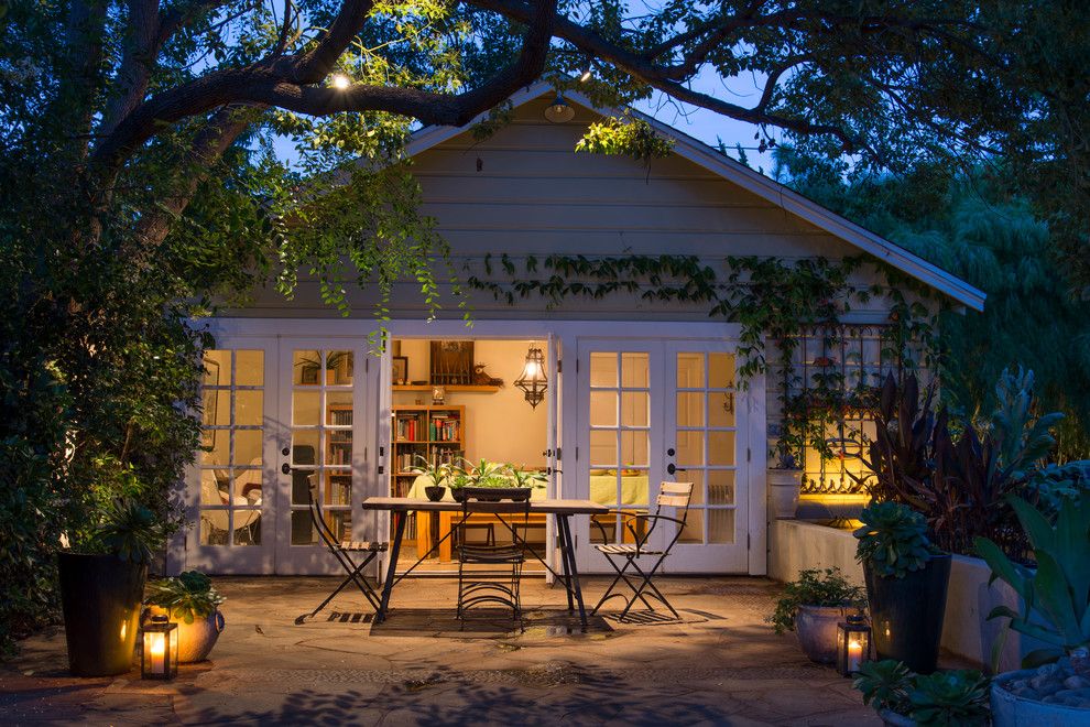 Single Hung vs Double Hung for a Transitional Patio with a Outdoor Dining Table and South Pasadena Eclectic by June Scott Design