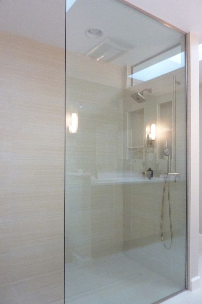 Skim Coat Walls for a Contemporary Bathroom with a Open Shower and Albany Bathroom Designs by Hudson Valley Design