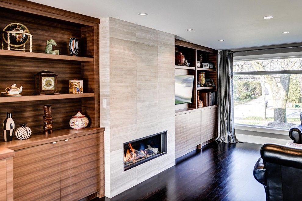 Skim Coat Walls for a Contemporary Family Room with a Large Window and Parkwoods Home by Bravehart Design Build