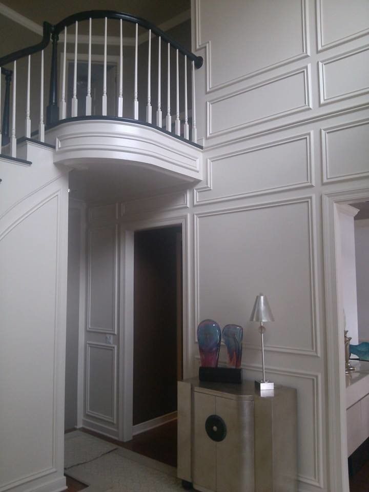 Skim Coating for a  Staircase with a White Staircase and Our Work by Prime Time Painting & Drywall Llc