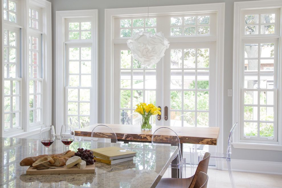 Slamp for a Transitional Kitchen with a Bright Kitchen and Courtleigh by Barlow Reid Design