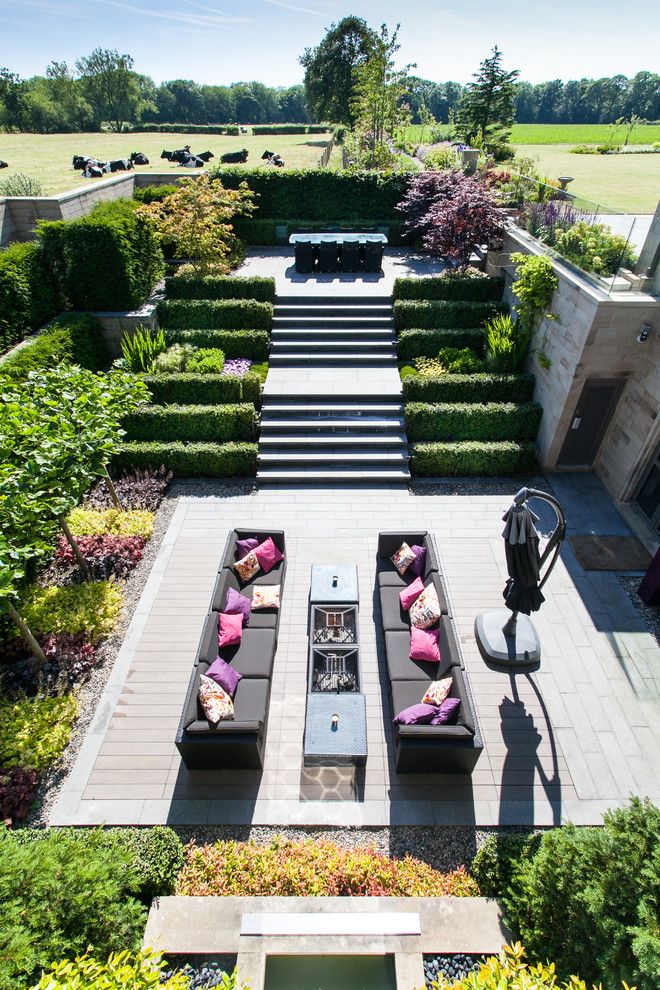 Sloat Garden Center for a Contemporary Patio with a Cows and Rural House, Lancashire by Barnes Walker Landscape Architects, Manchester by Barnes Walker Ltd   Landscape Architects