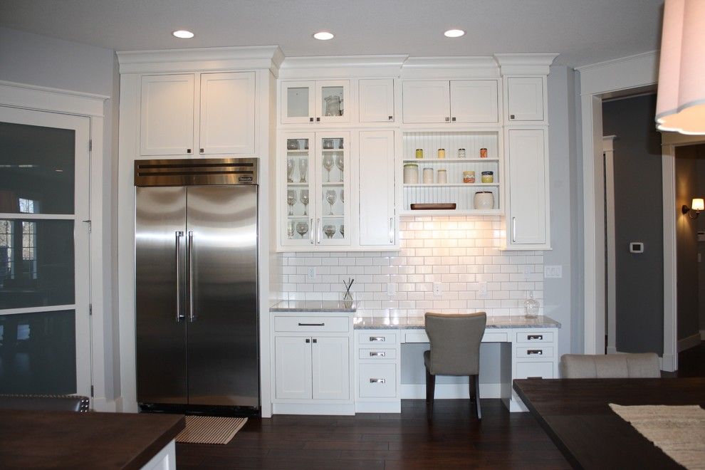 Slumberland Iowa City for a Transitional Kitchen with a Dark Hardwood Floors and 2013 Iowa City Residence by Cabinet Style