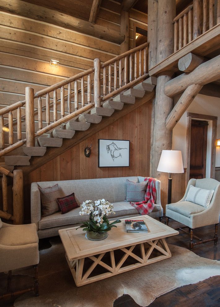 Snake River Sporting Club for a Rustic Living Room with a Banister and Snake River Sporting Club by Wrj Design