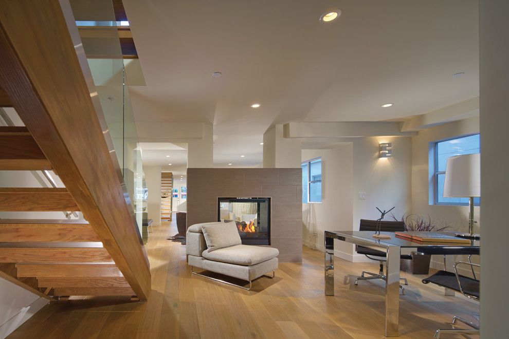 Sol Newport Beach for a Contemporary Family Room with a Wood Staircase and Newport Beach Residence by Rrm Design Group