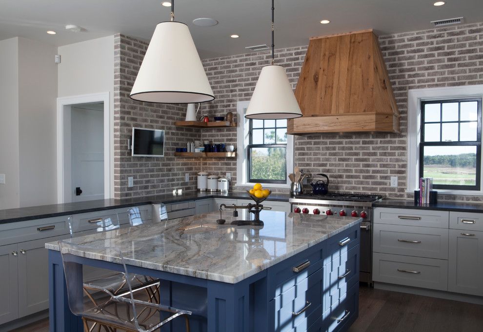 South Carolina Islands for a Beach Style Kitchen with a Dining Table and Island Living by a Perfect Placement