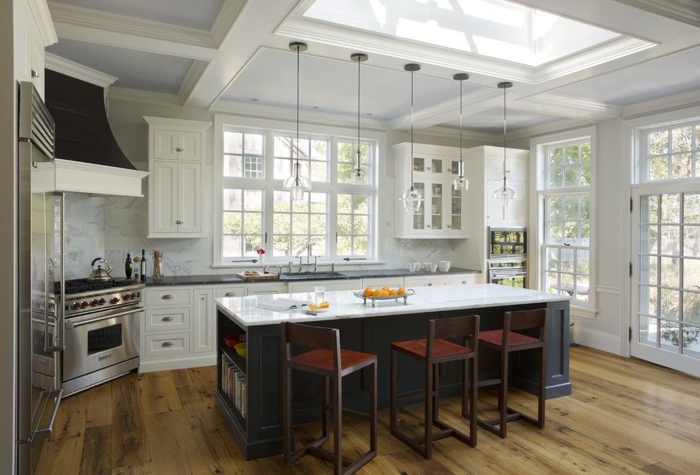 South Carolina Islands for a Traditional Kitchen with a Dark Glaze Finish and History is in the Details by Jewett Farms + Co.