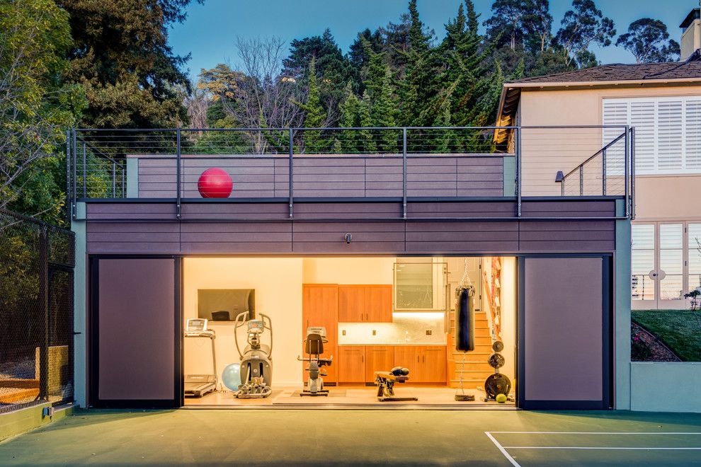 Southridge Theater for a Contemporary Home Gym with a Party Cabana and Modern Gym in Piedmont   Accessory Building by Studio Bergtraun Aia