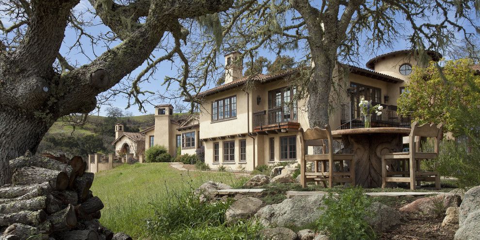 Spanish Trails Las Vegas for a Mediterranean Exterior with a Logs and Mediterranean Equestrian Estate, Carmel, California by John Malick & Associates