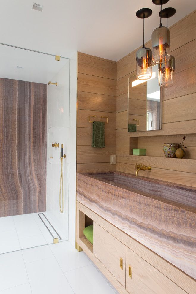 Spca New Orleans for a Contemporary Bathroom with a Slatted Wood and Chappaqua 