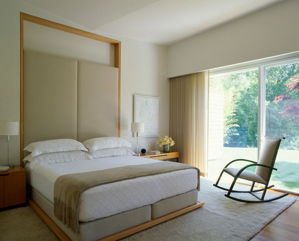 Spring Cleaning Checklist for a Contemporary Bedroom with a Beige Rocking Chair and Marin County Residence by Dirk Denison Architects