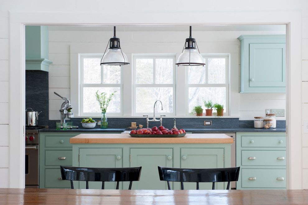 Spring Window Fashions for a Farmhouse Kitchen with a Dining Chairs and Kitchen Renovation by Rafe Churchill: Traditional Houses