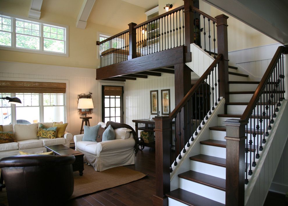 Squam Lake for a Traditional Staircase with a Sisal Area Rug and Lakeside Guest House by Interior Changes Home Design