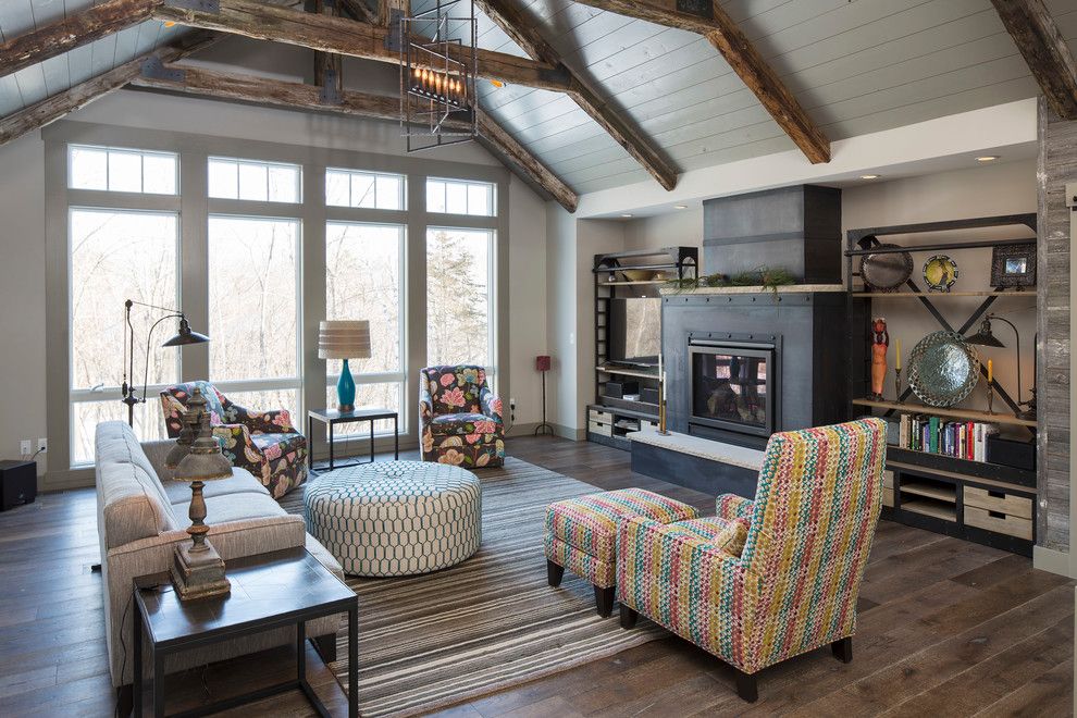 St Croix Theater for a Rustic Family Room with a Painted Paneled Ceiling and St Croix Trail by Hartman Homes