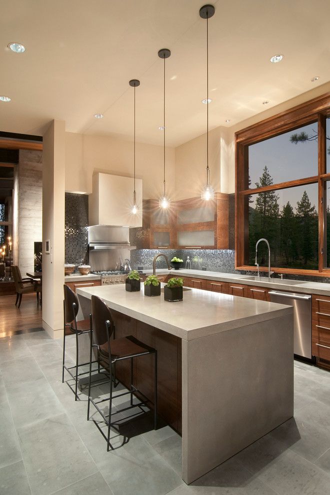 Stainless Steel vs Nonstick for a Contemporary Kitchen with a Picture Window and Martis Camp Contemporary by Ward Young Architecture & Planning   Truckee, Ca