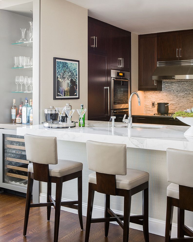 Stainless Steel vs Nonstick for a Contemporary Kitchen with a Range Hood and Clarendon Residence by Elms Interior Design