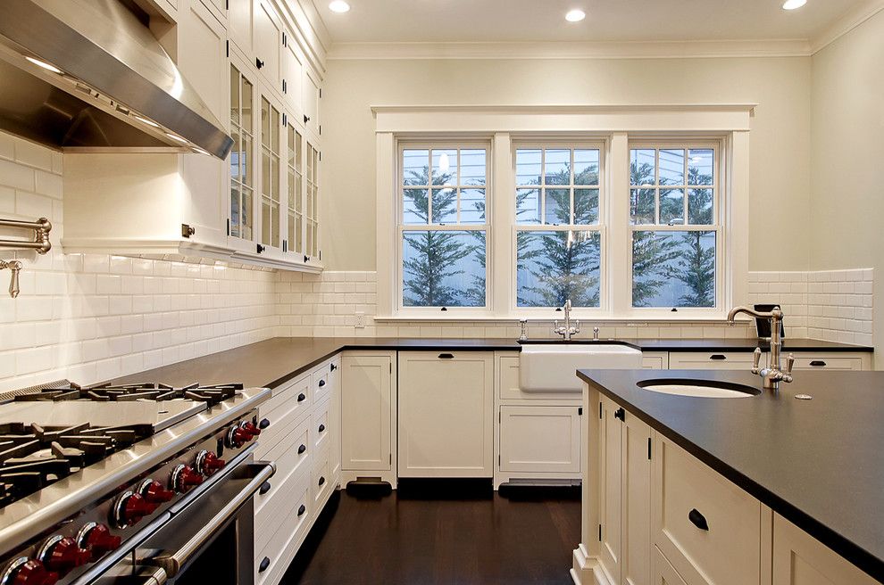 Stainless Steel vs Nonstick for a Traditional Kitchen with a Apron Front Sink and Kitchen by Paul Moon Design