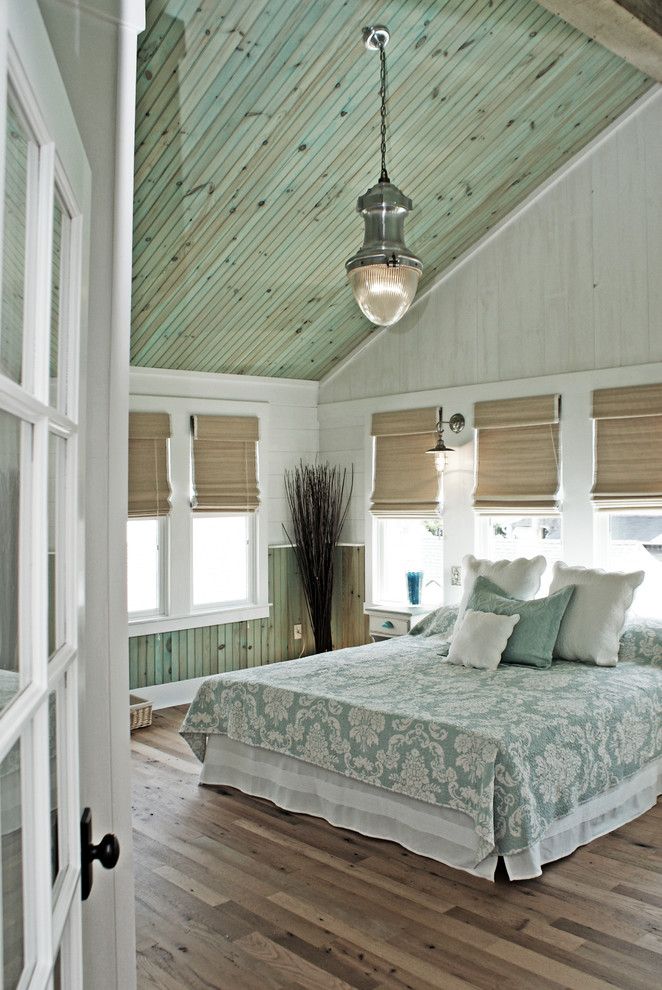 Stampin Pretty for a Beach Style Bedroom with a Paneled Ceiling and Ultimate Beach House by Outindesign