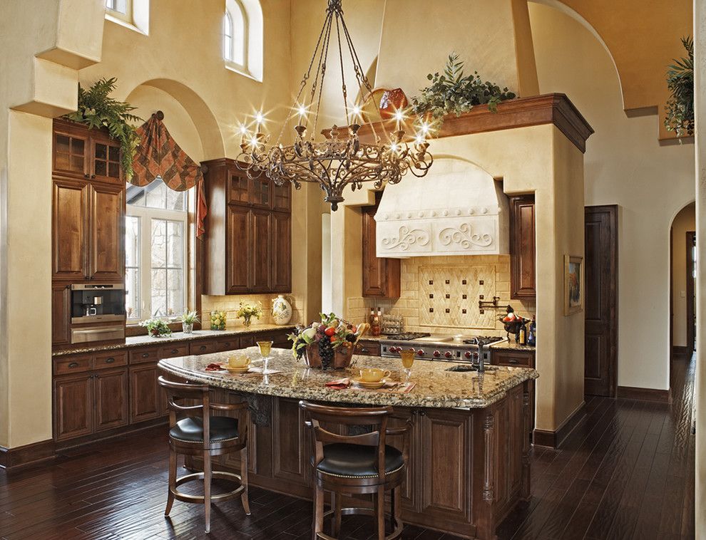 Stampin Pretty for a Mediterranean Kitchen with a Travertine Tile and Great Kitchens by Jenkins Custom Homes