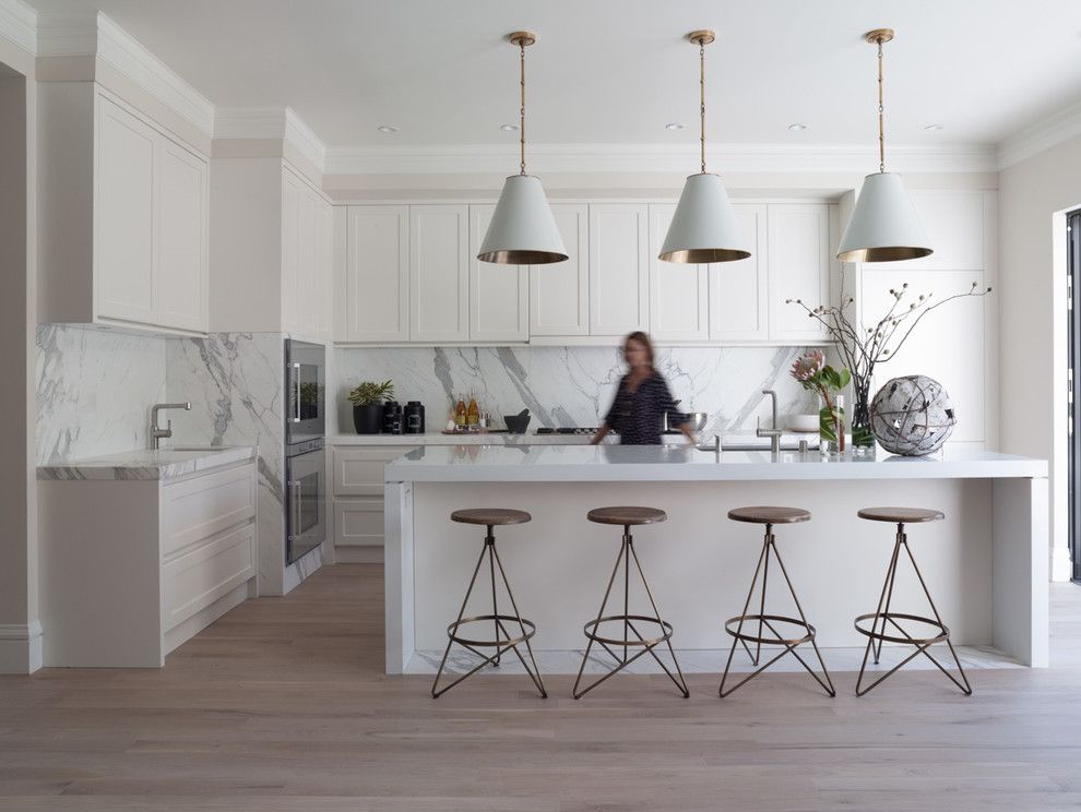 Standard Bar Stool Height for a Contemporary Kitchen with a Off White Walls and Greenwich Street by Jeff Schlarb Design