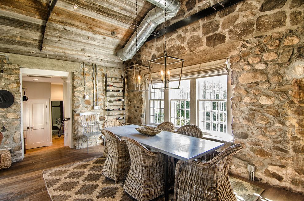 Standard Plumbing Utah for a Farmhouse Dining Room with a Rustic Wood Floor and Redding Cottage and Barn by Blansfield Builders, Inc.