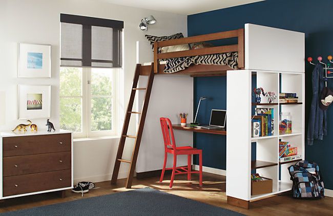 Stilnovo for a Contemporary Kids with a Bookcase and Moda Loft Bed with Desk in Mocha by R&b by Room & Board