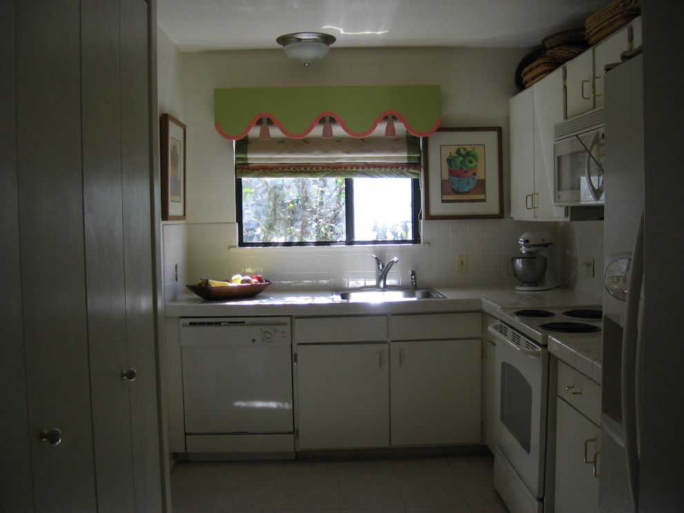 Stroheim for a  Kitchen with a Handpainted Wooden Cornice and Window Treatments by Put It Together, Llc