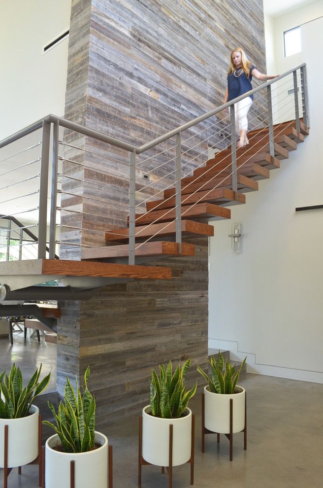 Suddenlink Midland Tx for a Contemporary Staircase with a Wood and Dallas, Tx: Scott & Melissa Powell / New Leaf by Sarah Greenman