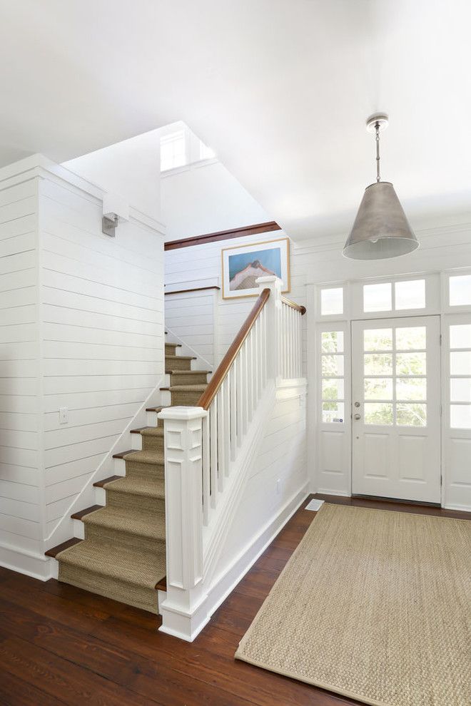 Sullivans Island Sc for a Beach Style Staircase with a Metal Pendant Lighting and Sullivan's Island Family Home Renovation by Diament Builders