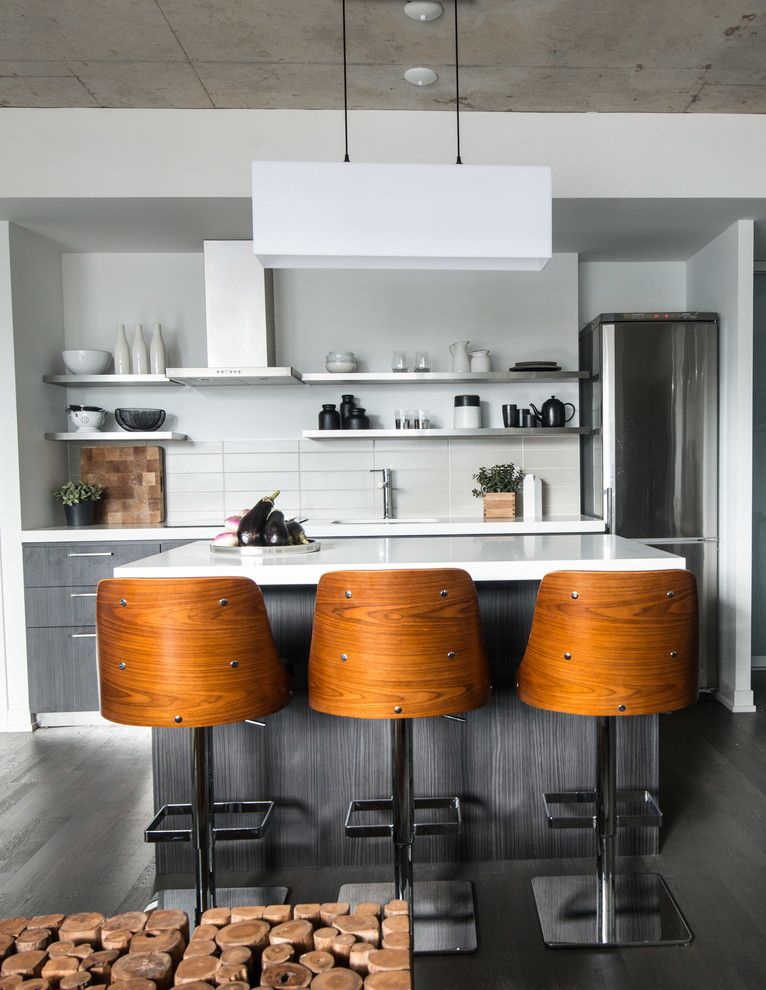 Summit Appliance for a Industrial Kitchen with a Open Shelving Kitchen and Industrial Condo Loft by Lux Design