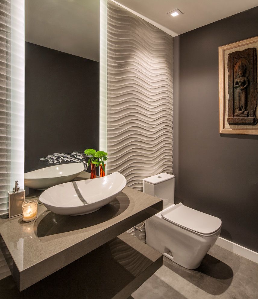 Suncoast Property Management for a Contemporary Powder Room with a Textured Walls and Contemporary Hillside Home by Allen Construction