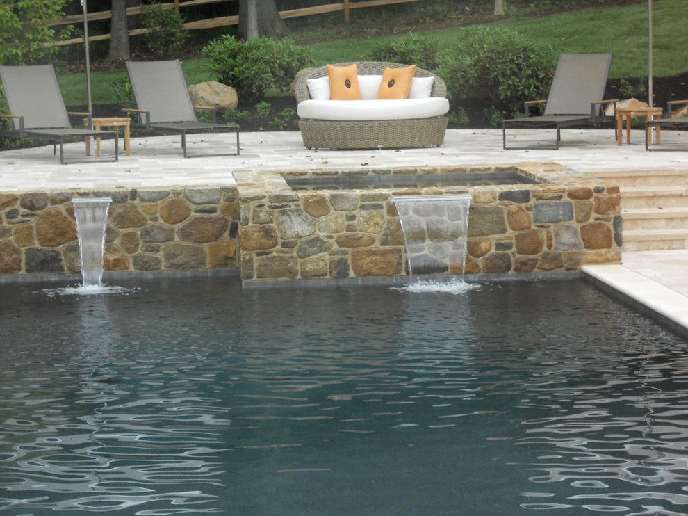 Sylvan Pools for a Farmhouse Pool with a Raised Spa and Geometric Pool & Spa   North Wales, Pa by Anthony & Sylvan Pools