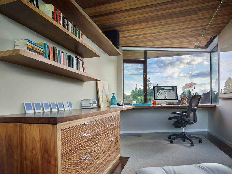 Sysco Guest Supply for a Contemporary Home Office with a Cedar Ceilings and Sunrise Vista by Lane Williams Architects