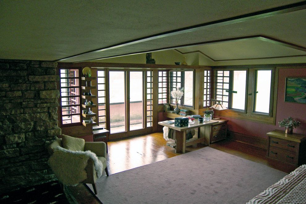 Taliesin Wisconsin for a  Bedroom with a Frank Lloyd Wright and Mrs. Wright's Bedroom by Taliesin Preservation, Inc.