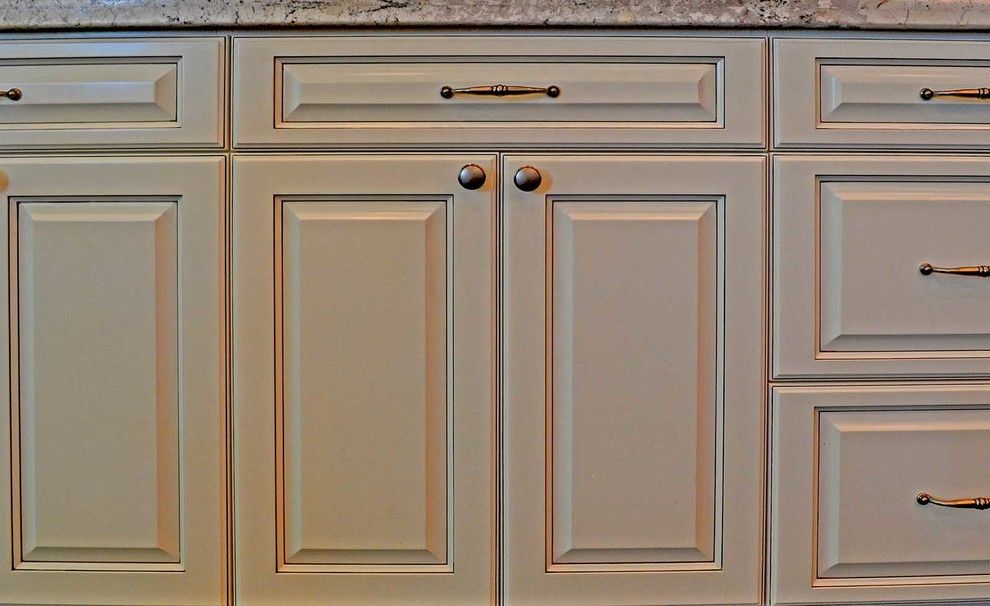 Temecula Theater for a Contemporary Kitchen with a Raised Panel Cabinets and Antique White, Temecula, Ca. by Hk Custom Cabinets
