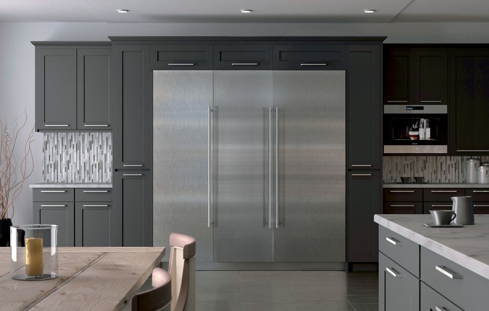 Tex Cote for a Contemporary Kitchen with a Gray Floor Tile and Kitchens by Sub Zero and Wolf