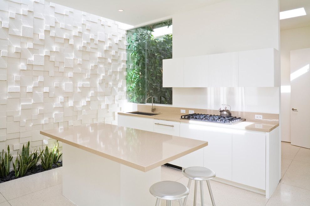 Texturing Walls for a Contemporary Kitchen with a Sleek and Trousdale Residence by Swift Lee Office