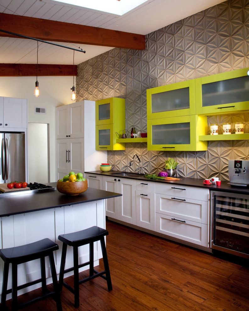 Texturing Walls for a Contemporary Kitchen with a White Cabinets and Kitchen by Gail Owens Photography