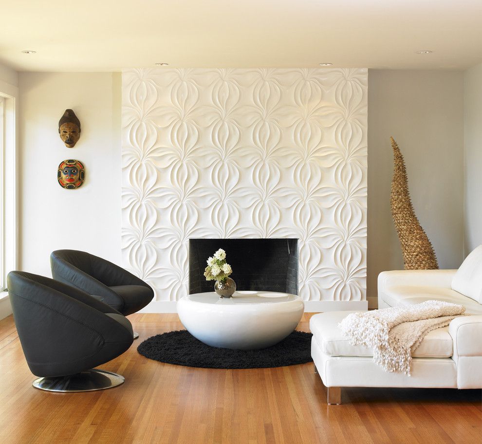 Texturing Walls for a Modern Living Room with a Black and White and a Royal View by the Sky is the Limit Design