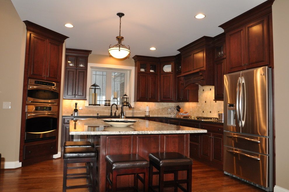 The Ashleys for a Transitional Kitchen with a Cherry Cabinets and Wooded View by Ashley Construction / Ashley Remodeling