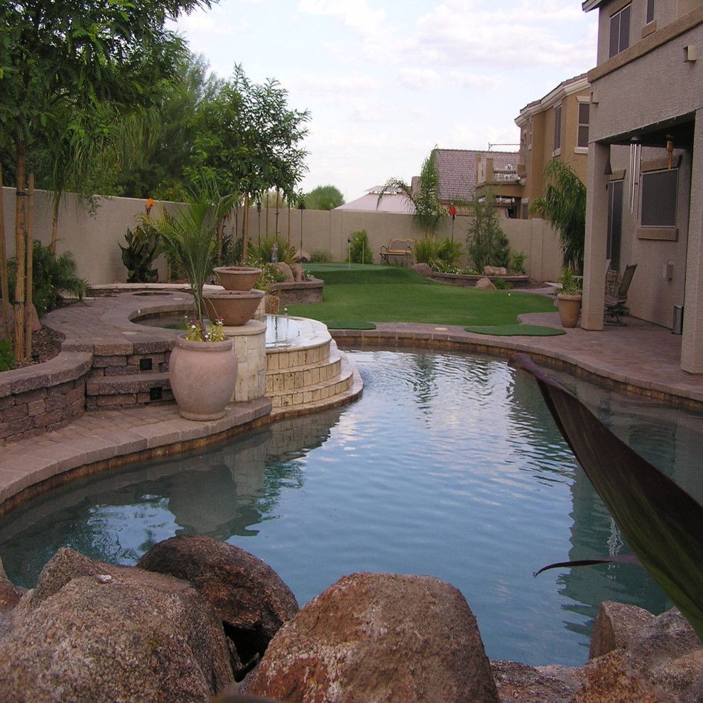 The Boulders Golf for a Tropical Pool with a Palm Leaf and Project Gallery by New Image Landscape and Pools Llc