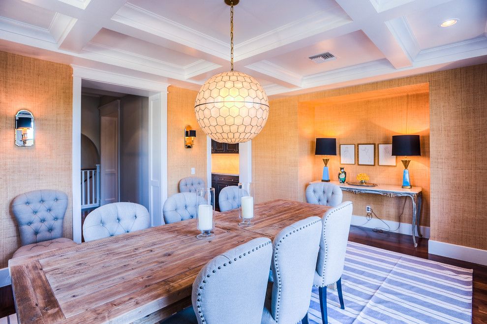 The Courts at Huntington Station for a Transitional Dining Room with a Chandelier and Desert Dwelling for Sports Enthusiasts | Dining Room by Drewettworks